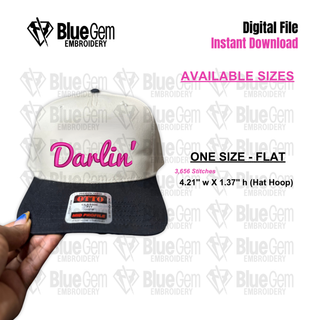 Darlin' Hat Embroidery Design - 1 Size - Flat - Instant Download
