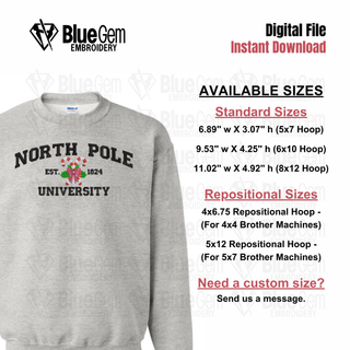 North Pole University Embroidery Design