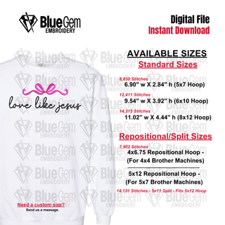 Love Like Jesus Embroidery Design