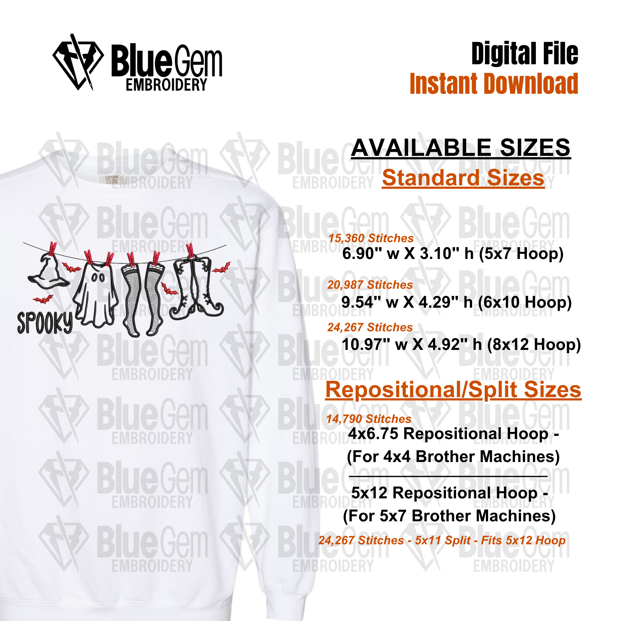 Spooky Season Clothing Line Halloween Embroidery Design