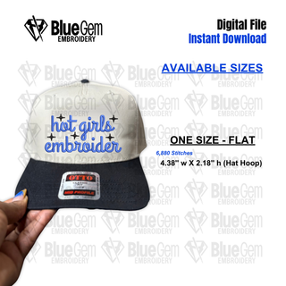 Hot Girls Embroider Hat Embroidery Design - 1 Size - Flat - Instant Download