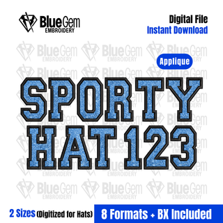 Sporty Applique Embroidery Font – Varsity Applique Font for Hats, 2 Sizes, BX Format Included (Instant Download)