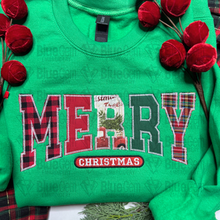 Merry Christmas Embroidered Sweatshirt - Gildan 18000