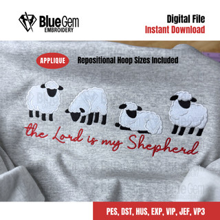 The Lord is my Shepherd Applique Embroidery Design