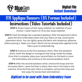 Set of 7 Bunting Banner Embroidery Designs – ITH Banners, BX Format Included, 4 Sizes
