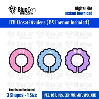 ITH Baby Closet Dividers Embroidery Design – Nursery Dividers, Set of 3, One Size, BX Format Included