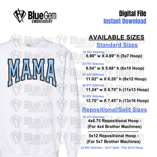 Mama Applique Embroidery Designs: Mama Applique Bundle, 4 Designs, 7 Sizes, Repositional Sizes Included