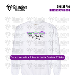 I'd Rather Be Thrifting Pyrex Dish Applique Embroidery Design