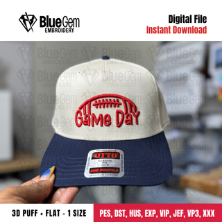 Game Day 3D Puff Hat Embroidery Design