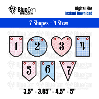 Set of 7 Bunting Banner Embroidery Designs – ITH Banners, BX Format Included, 4 Sizes