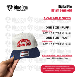 Game Day 3D Puff Hat Embroidery Design