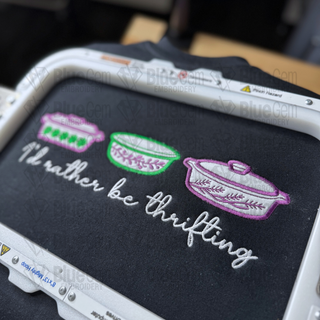 I'd Rather Be Thrifting Pyrex Dish Applique Embroidery Design