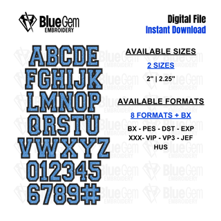 Sporty Applique Embroidery Font – Varsity Applique Font for Hats, 2 Sizes, BX Format Included (Instant Download)