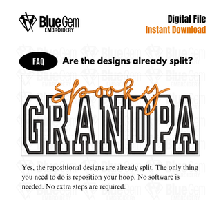 Spooky Grandpa Applique Embroidery Design