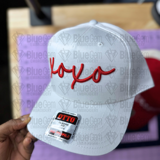 XOXO Hat Embroidery Design - 3D Puff and Flat