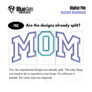 Mom Applique Curved Embroidery Design