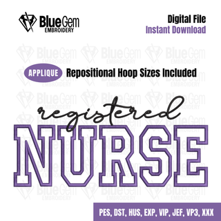 Registered Nurse Applique Embroidery Design