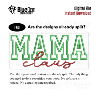 Mama Claus Applique Embroidery Design