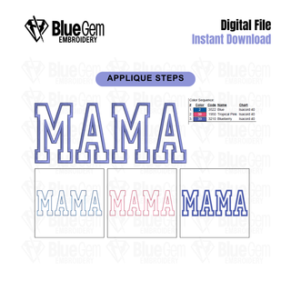 Mama Applique Embroidery Design - Straight - Single Color