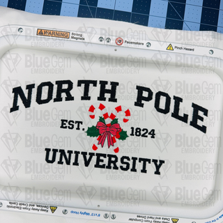 North Pole University Embroidery Design