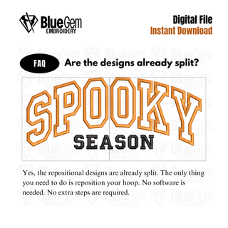 Spooky Season Applique Embroidery Design - Single Color