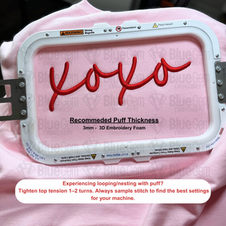 XOXO 3D Puff Embroidery Design