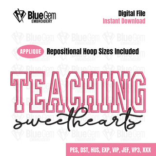 Teaching Sweethearts Applique Embroidery Design