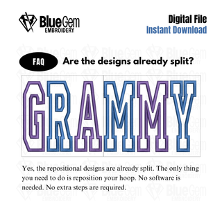 Grammy Applique Embroidery Design