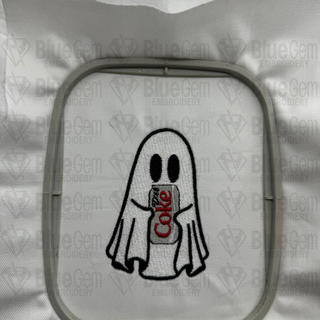 Diet Coke Ghost Embroidery Design