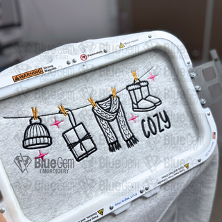 Cozy Season Clothing Line Icons Embroidery Design