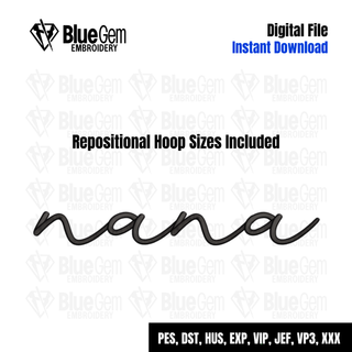 Nana Script Embroidery Design