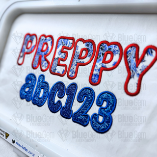 Preppy Applique Embroidery Font