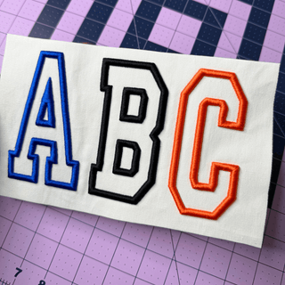 3D Puff Embroidery Font - Varsity Outline, 5 Sizes, 8 Formats, BX Font Included - Blue Gem Embroidery