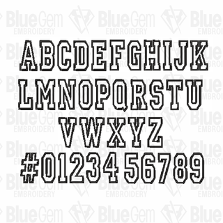 3D Puff Embroidery Font - Varsity Outline, 5 Sizes, 8 Formats, BX Font Included - Blue Gem Embroidery