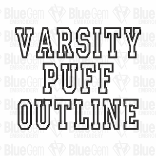 3D Puff Embroidery Font - Varsity Outline, 5 Sizes, 8 Formats, BX Font Included - Blue Gem Embroidery