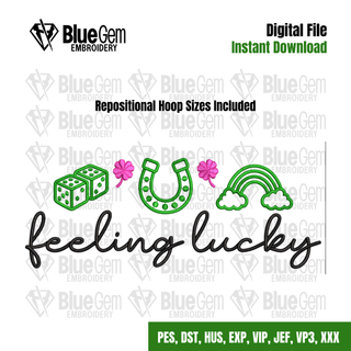 Feeling Lucky Embroidery Design with Icons