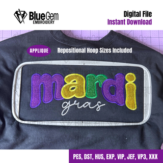Mardi Gras Applique Embroidery Design - Groovy