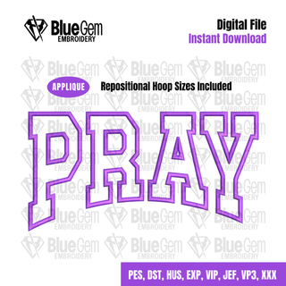 Pray Applique Embroidery Design: Arched Design