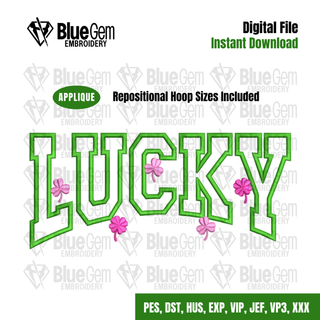 Lucky Applique Embroidery Design: Shamrocks and Clovers