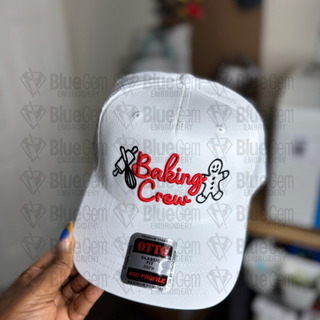 Baking Crew Hat Embroidery Design - 3D Puff & Flat
