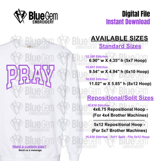 Pray Applique Embroidery Design: Arched Design