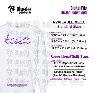 He is Risen Embroidery Design