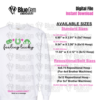 Feeling Lucky Embroidery Design with Icons