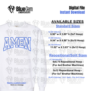Amen Applique Embroidery Design: Arched Design, 5 Sizes (Digital Download)