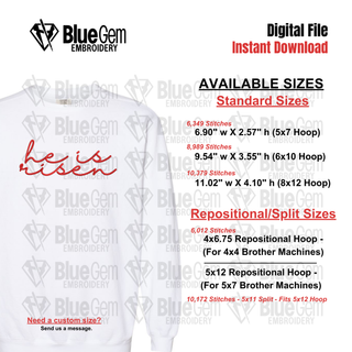 He is Risen Embroidery Design - Easter Design