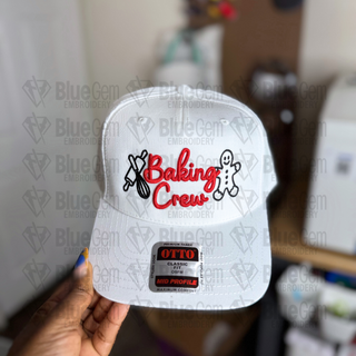 Baking Crew Hat Embroidery Design - 3D Puff & Flat