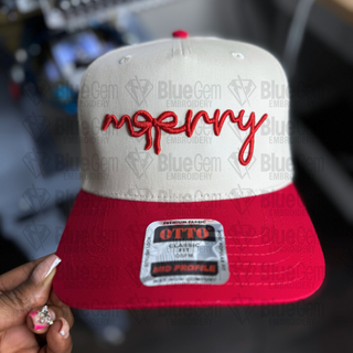 Merry Hat Embroidery Design - 3D Puff & Flat