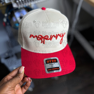 Merry Hat Embroidery Design - 3D Puff & Flat