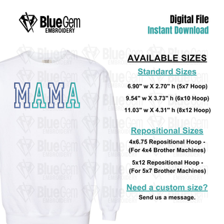 Mama Applique Embroidery Design - SVG Cut File Included