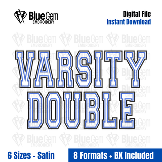Double Layer Applique Embroidery Font: Tall Varsity Font, 6 Sizes, A-Z, 0-9 (BX Font Included)